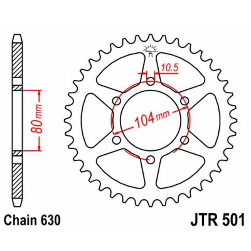 Couronne JT SPROCKETS acier standard 501 - 630 Couronne JT SPROCKETS acier standard 501 - 630