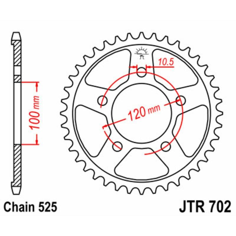 Couronne JT SPROCKETS acier standard 702 - 525 Couronne JT SPROCKETS acier standard 702 - 525