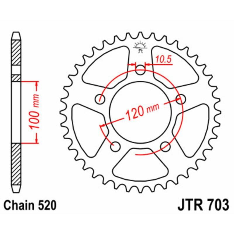 Couronne JT SPROCKETS acier standard 703 - 520 Couronne JT SPROCKETS acier standard 703 - 520