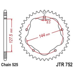 Couronne JT SPROCKETS acier standard 752 - 525 - Nécessite un porte couronne JT SPROCKETS