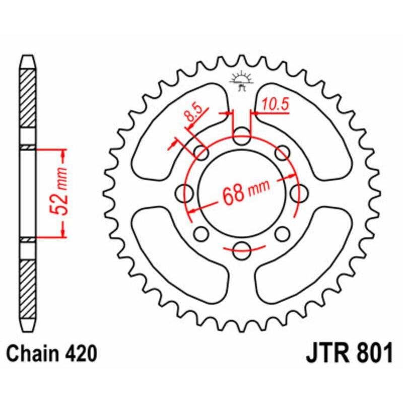 Couronne JT SPROCKETS acier standard 801 - 420 Couronne JT SPROCKETS acier standard 801 - 420