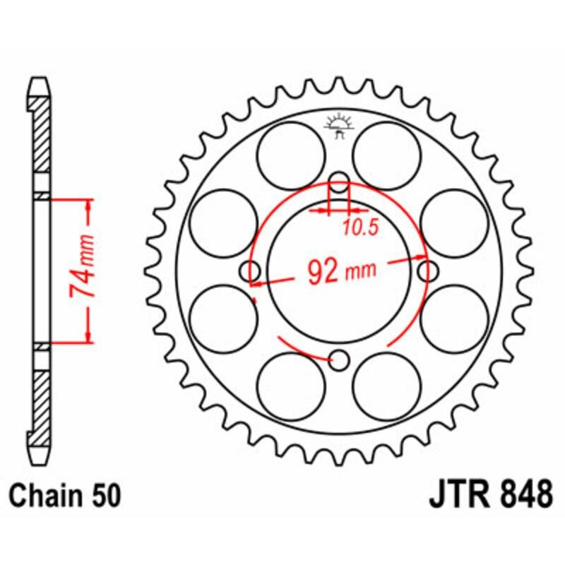 Couronne JT SPROCKETS acier standard 848 - 530 Couronne JT SPROCKETS acier standard 848 - 530