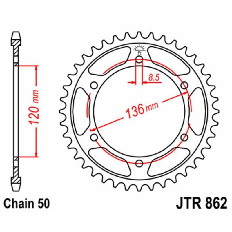 Couronne JT SPROCKETS acier standard 862 - 530 Couronne JT SPROCKETS acier standard 862 - 530