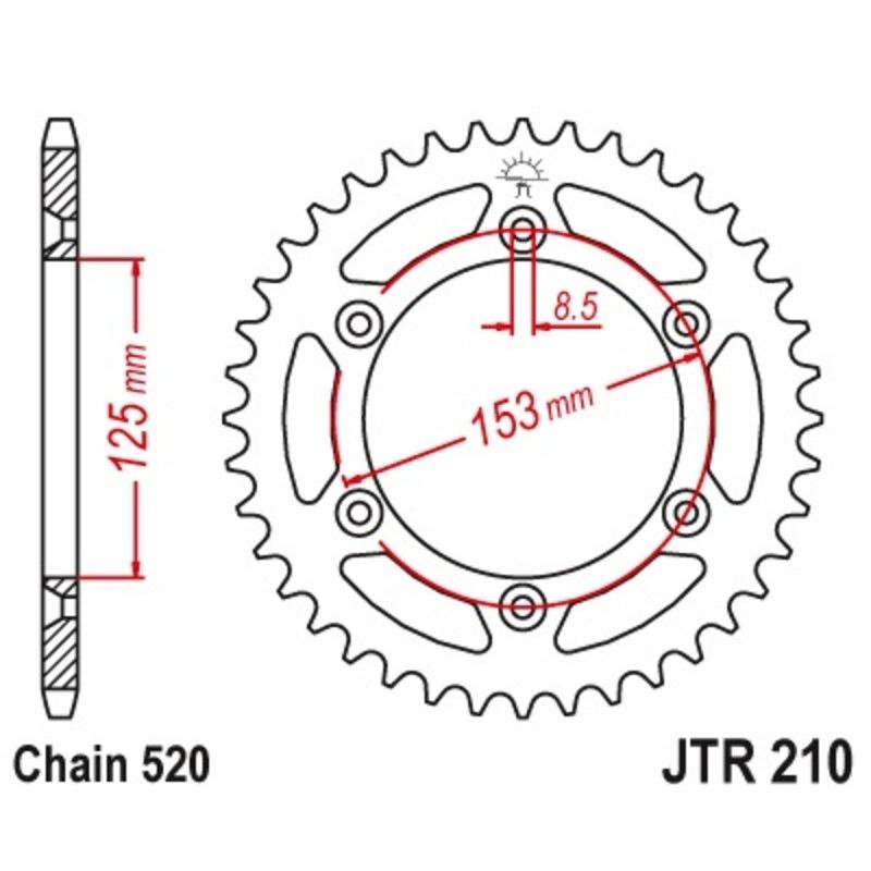Couronne JT SPROCKETS acier standard 210 - 520 Couronne JT SPROCKETS acier standard 210 - 520