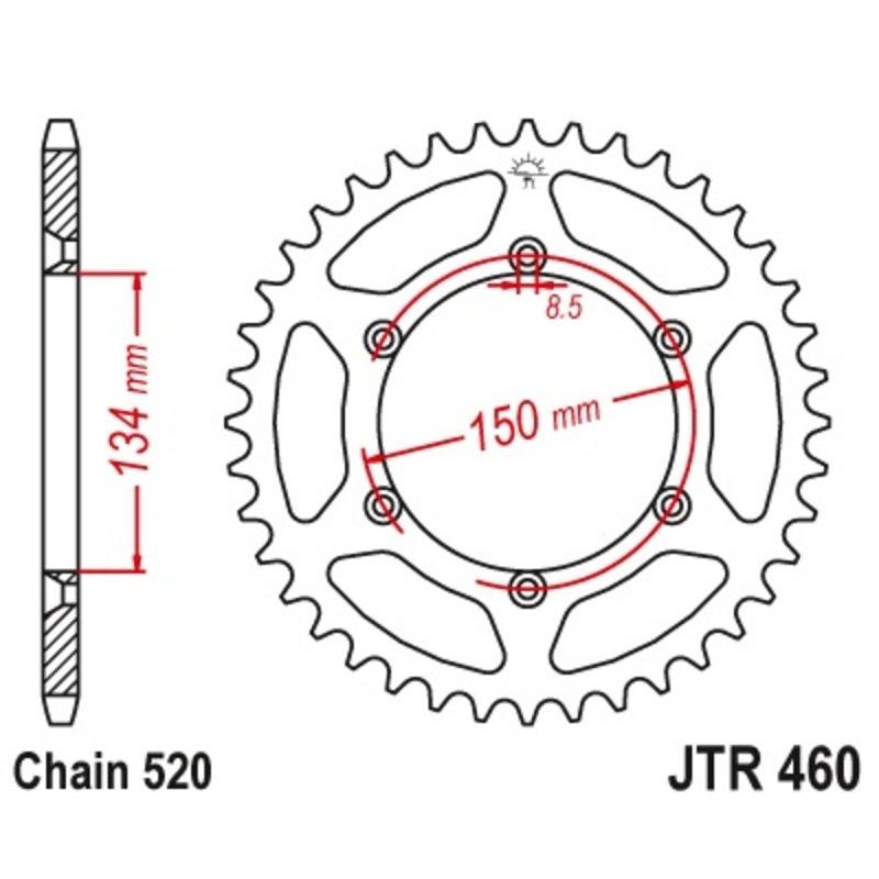 Couronne JT SPROCKETS acier anti-boue 460 - 520 Couronne JT SPROCKETS acier anti-boue 460 - 520