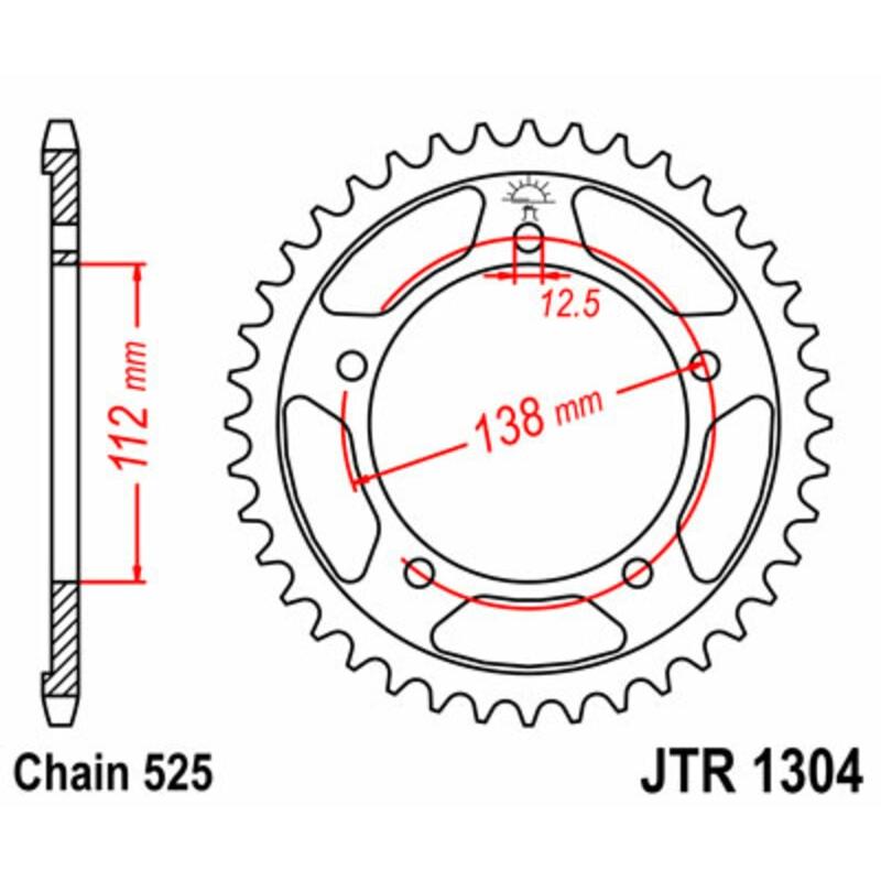 Couronne JT SPROCKETS acier standard 1304 - 525 Couronne JT SPROCKETS acier standard 1304 - 525