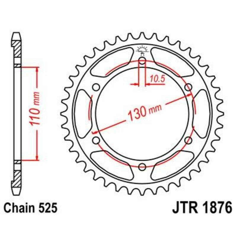Couronne JT SPROCKETS acier standard 1876 - 525 Couronne JT SPROCKETS acier standard 1876 - 525