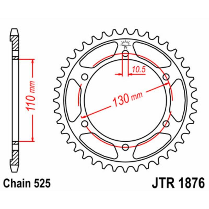 Couronne JT SPROCKETS acier standard 1876 - 525 Couronne JT SPROCKETS acier standard 1876 - 525