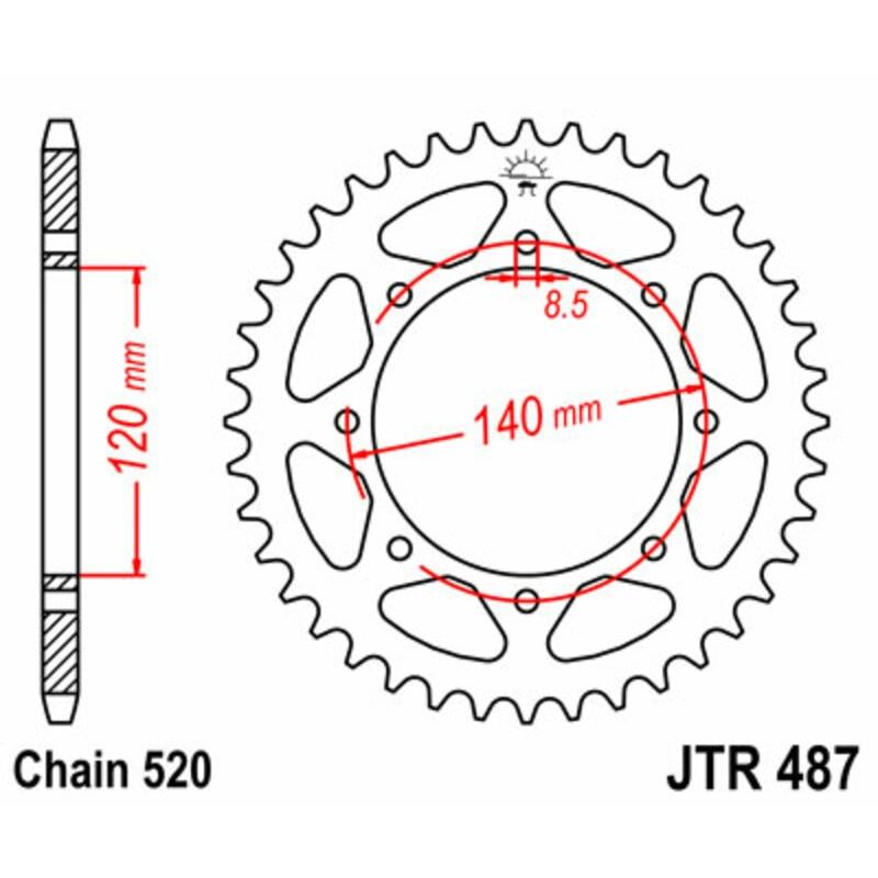Couronne JT SPROCKETS acier standard 487 - 520 Couronne JT SPROCKETS acier standard 487 - 520