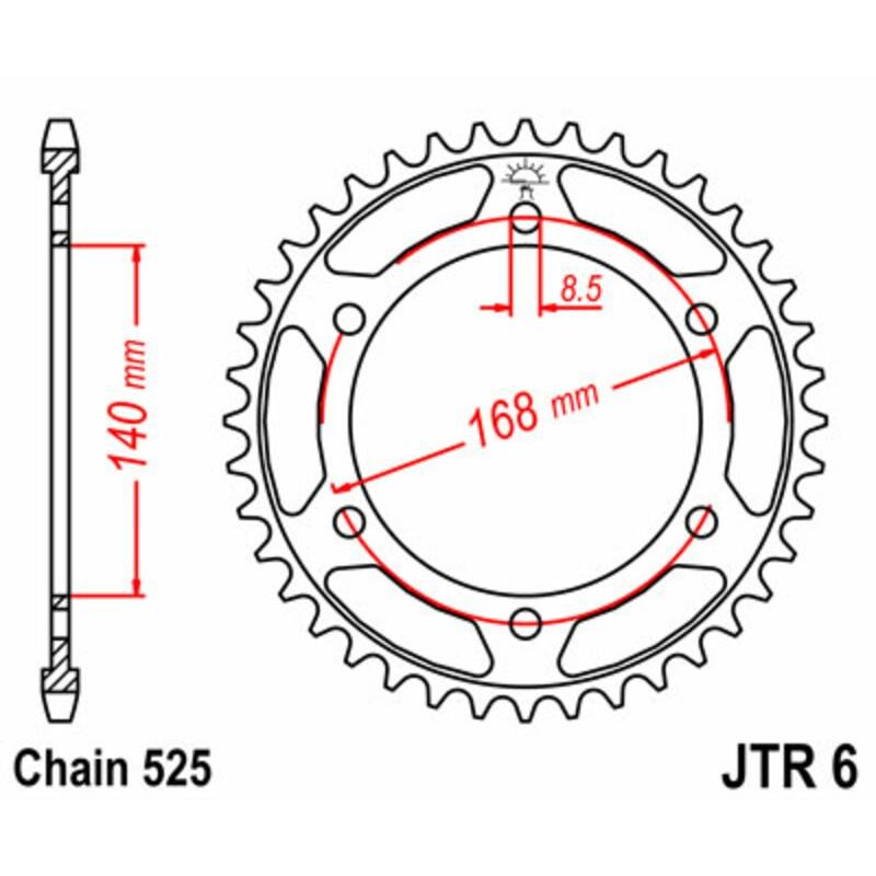 Couronne JT SPROCKETS acier standard 6 - 525 Couronne JT SPROCKETS acier standard 6 - 525