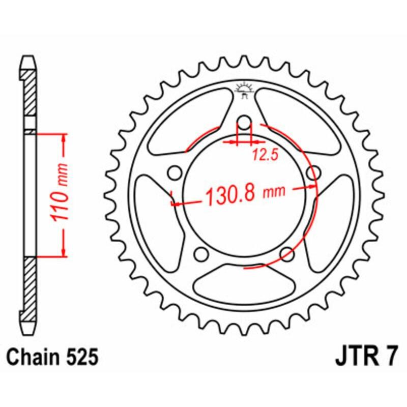 Couronne JT SPROCKETS acier standard 7 - 525 Couronne JT SPROCKETS acier standard 7 - 525