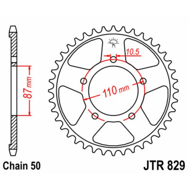 Couronne JT SPROCKETS acier standard 829 - 530 Couronne JT SPROCKETS acier standard 829 - 530