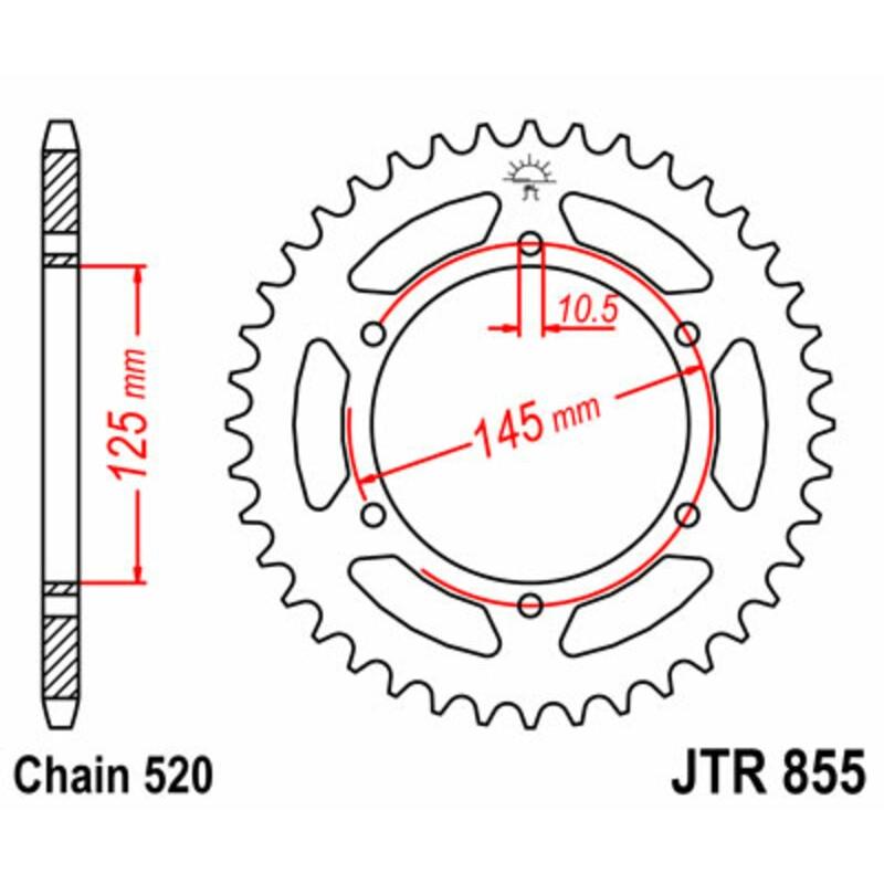 Couronne JT SPROCKETS acier standard 855 - 520 Couronne JT SPROCKETS acier standard 855 - 520