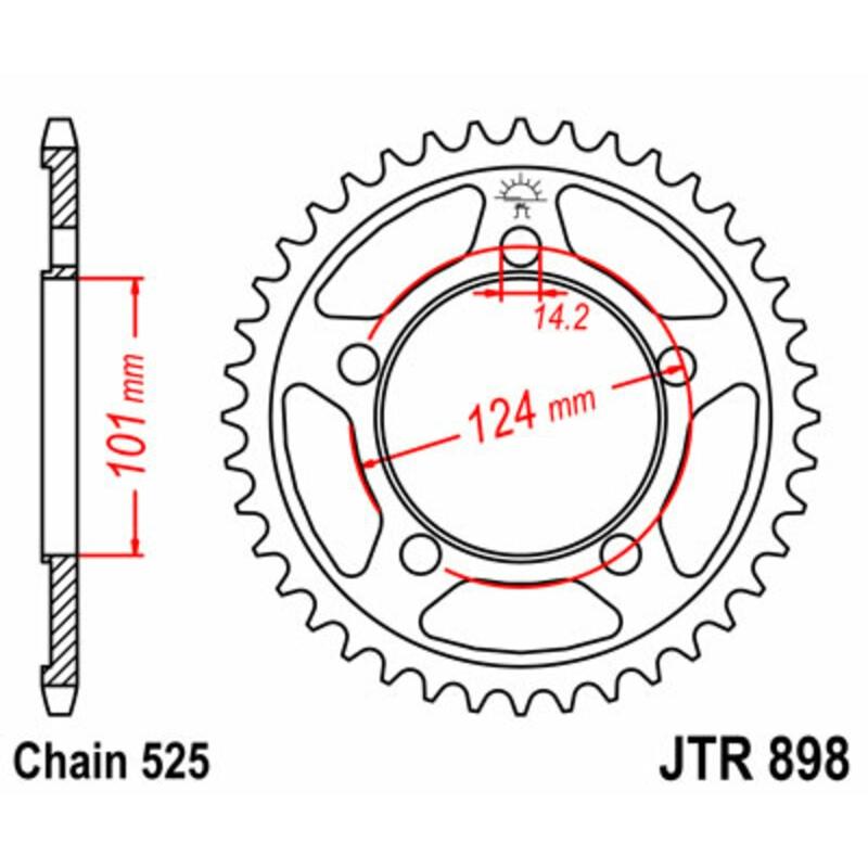 Couronne JT SPROCKETS acier standard 898 - 525 Couronne JT SPROCKETS acier standard 898 - 525