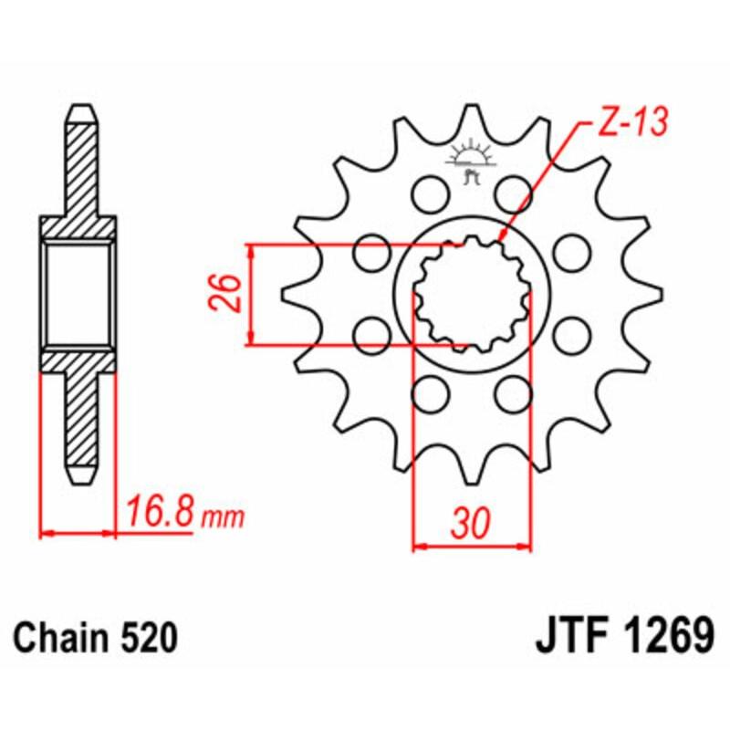 Pignon JT SPROCKETS acier standard 1269 - 520 Pignon JT SPROCKETS acier standard 1269 - 520