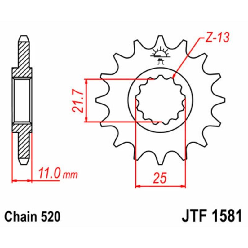 Pignon JT SPROCKETS acier standard 1581 - 520 Pignon JT SPROCKETS acier standard 1581 - 520 – Image 2