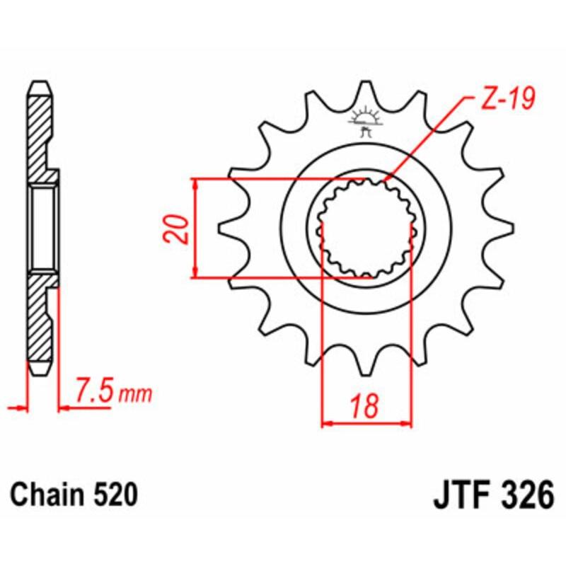 Pignon JT SPROCKETS acier standard 326 - 520 Pignon JT SPROCKETS acier standard 326 - 520 – Image 2