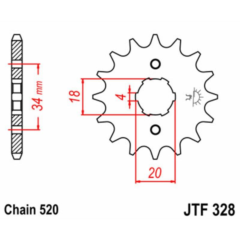 Pignon JT SPROCKETS acier standard 328 - 520 Pignon JT SPROCKETS acier standard 328 - 520