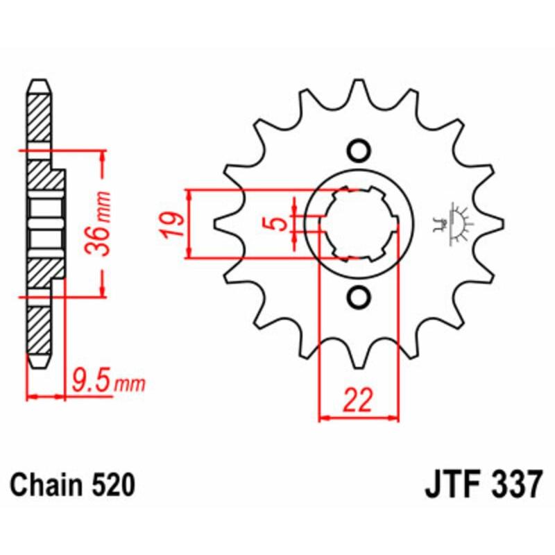 Pignon JT SPROCKETS acier standard 337 - 520 Pignon JT SPROCKETS acier standard 337 - 520 – Image 2