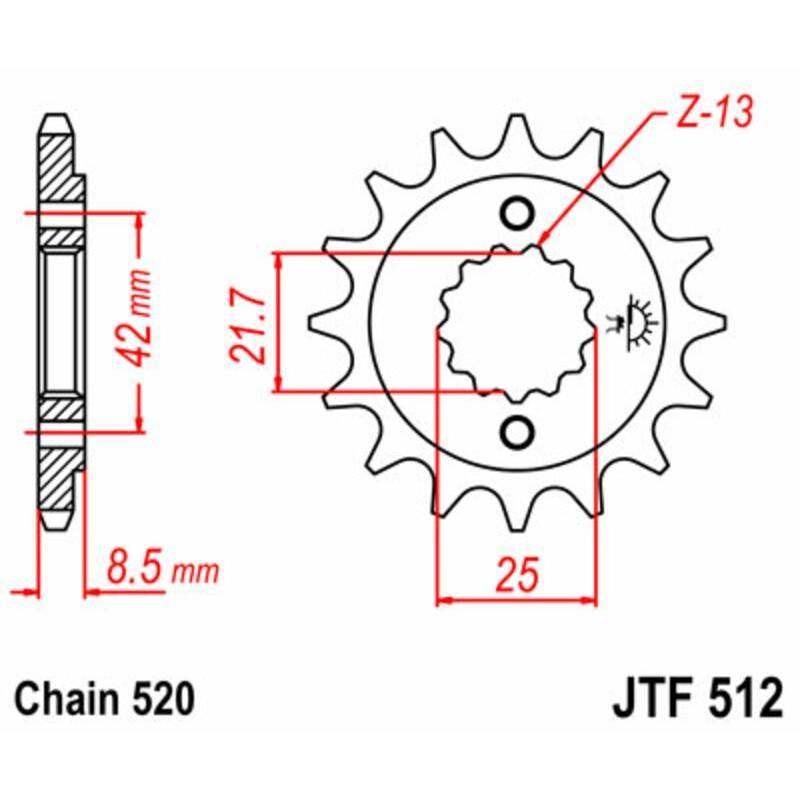 Pignon JT SPROCKETS acier standard 512 - 520 Pignon JT SPROCKETS acier standard 512 - 520 – Image 2