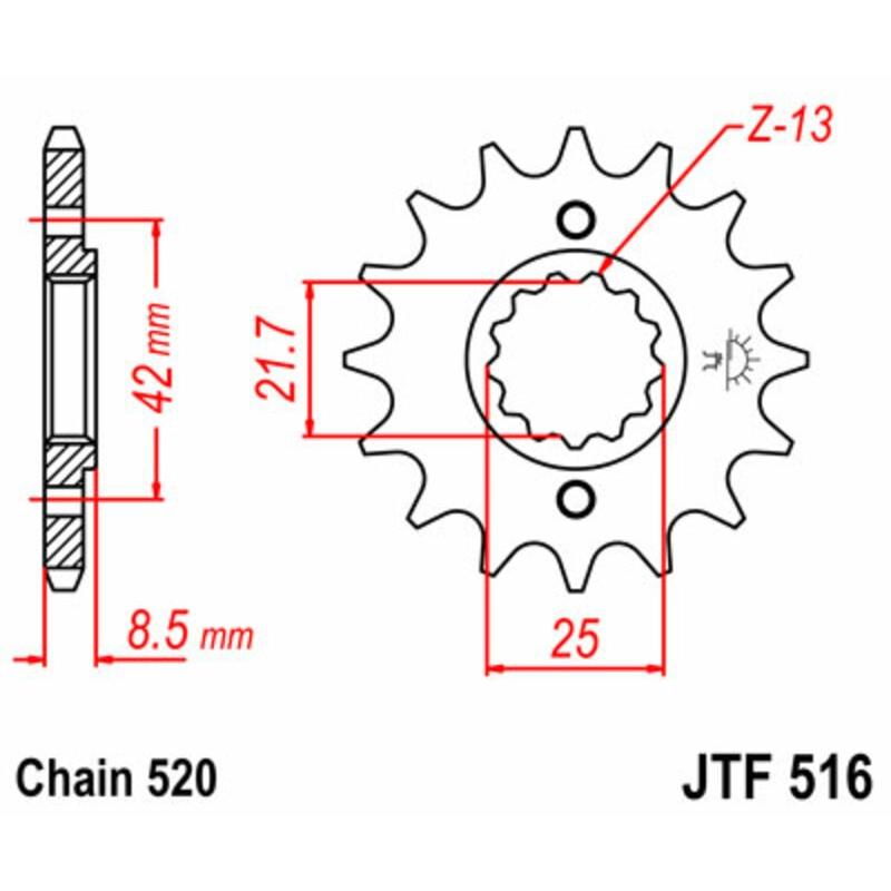 Pignon JT SPROCKETS acier standard 516 - 520 Pignon JT SPROCKETS acier standard 516 - 520 – Image 2