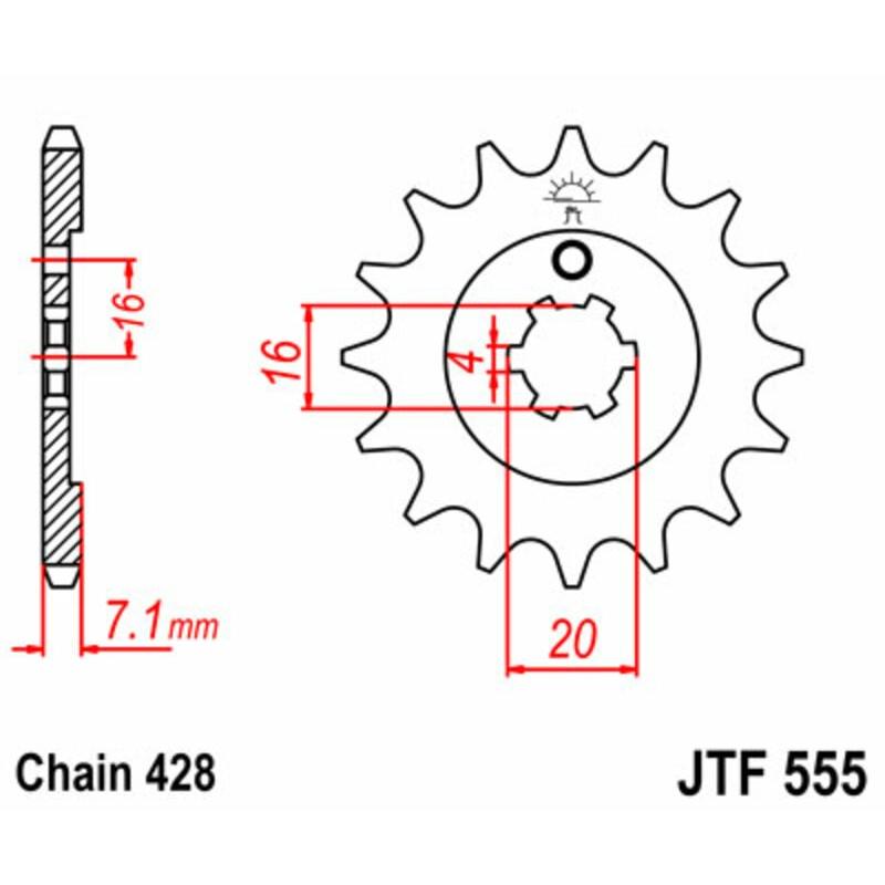 Pignon JT SPROCKETS acier standard 555 - 428 Pignon JT SPROCKETS acier standard 555 - 428 – Image 2