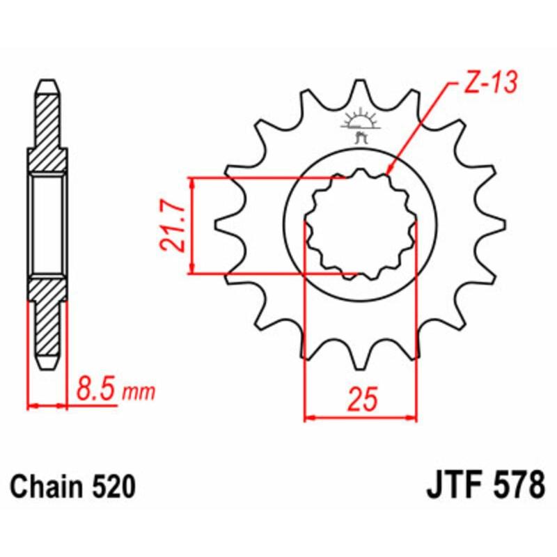 Pignon JT SPROCKETS acier standard 578 - 520 Pignon JT SPROCKETS acier standard 578 - 520 – Image 2