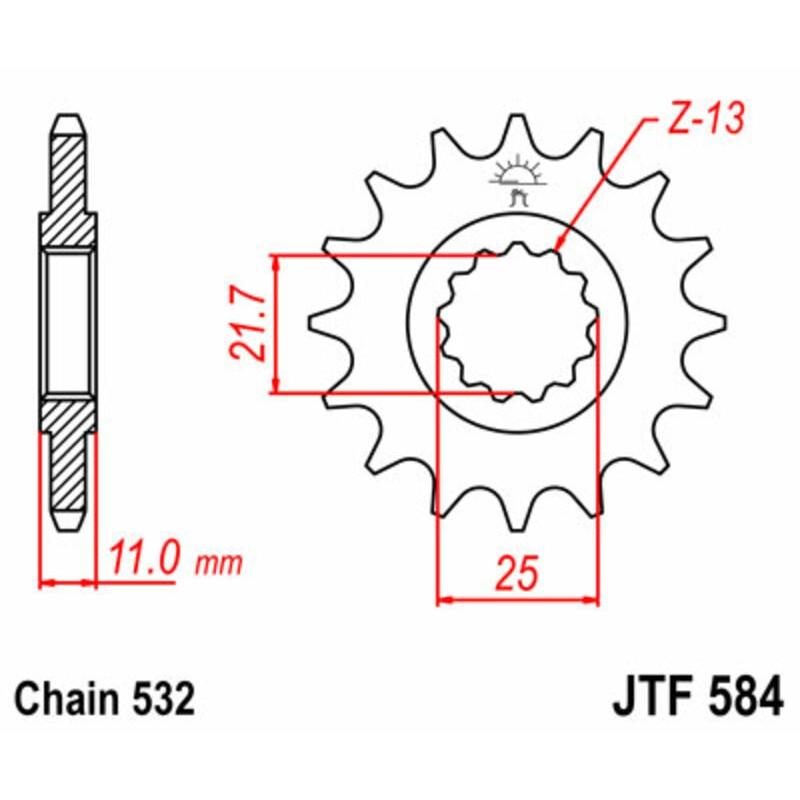 Pignon JT SPROCKETS acier standard 584 - 532 Pignon JT SPROCKETS acier standard 584 - 532