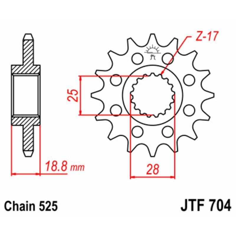 Pignon JT SPROCKETS acier standard 704 - 525 Pignon JT SPROCKETS acier standard 704 - 525 – Image 2