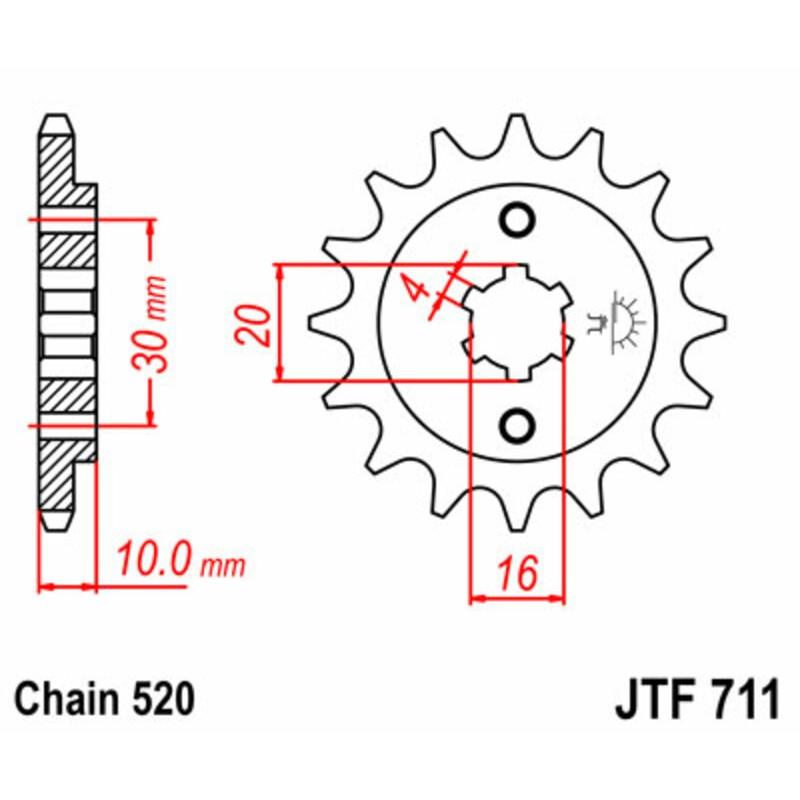 Pignon JT SPROCKETS acier standard 711 - 520 Pignon JT SPROCKETS acier standard 711 - 520 – Image 2