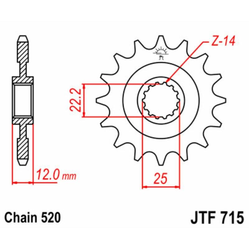 Pignon JT SPROCKETS acier standard 715 - 520 Pignon JT SPROCKETS acier standard 715 - 520 – Image 2