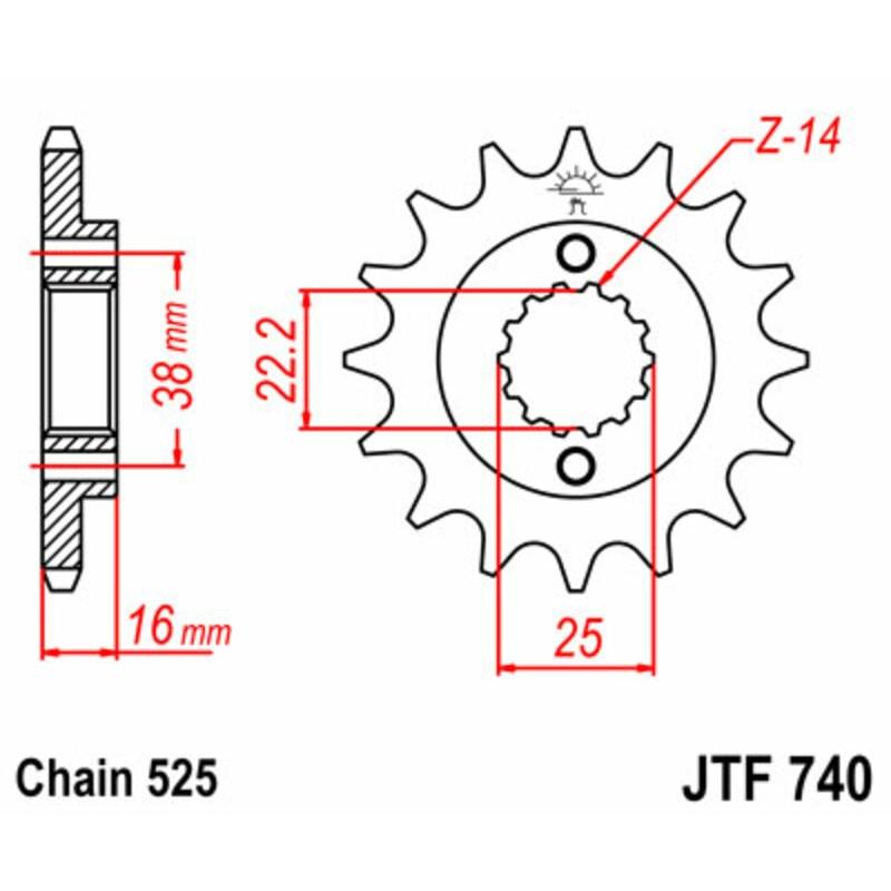 Pignon JT SPROCKETS acier standard 740 - 525 Pignon JT SPROCKETS acier standard 740 - 525 – Image 2