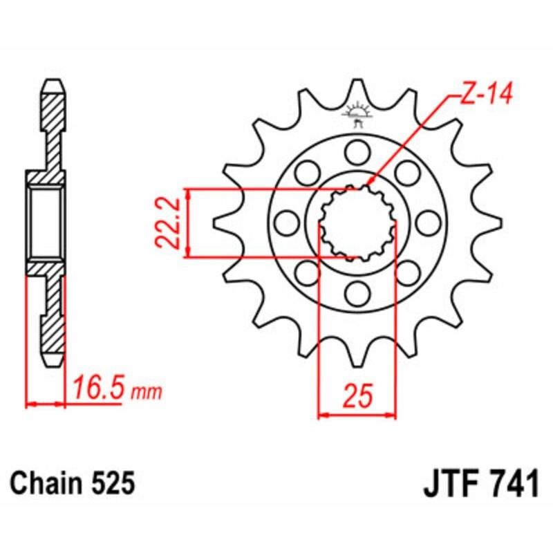 Pignon JT SPROCKETS acier standard 741 - 525 Pignon JT SPROCKETS acier standard 741 - 525 – Image 2