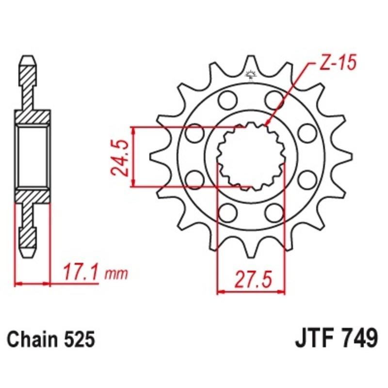 Pignon JT SPROCKETS acier standard 749 - 525 Pignon JT SPROCKETS acier standard 749 - 525 – Image 2