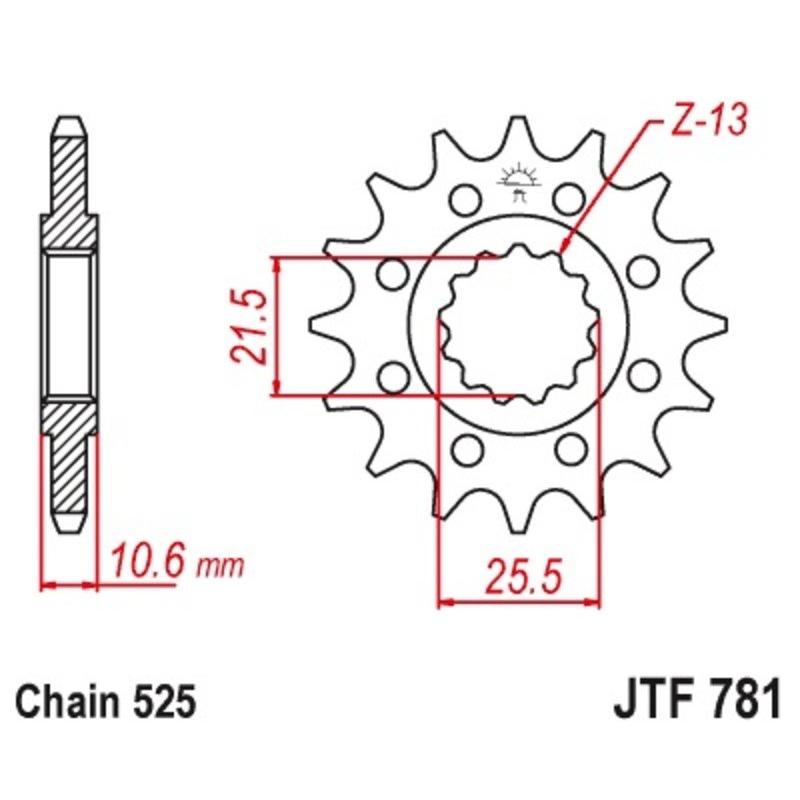 Pignon JT SPROCKETS acier standard 781 - 525 Pignon JT SPROCKETS acier standard 781 - 525 – Image 2