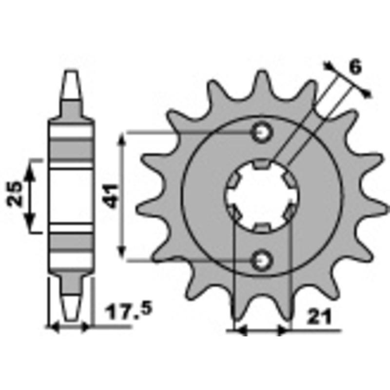 Pignon PBR acier standard 284 - 525 Pignon PBR acier standard 284 - 525