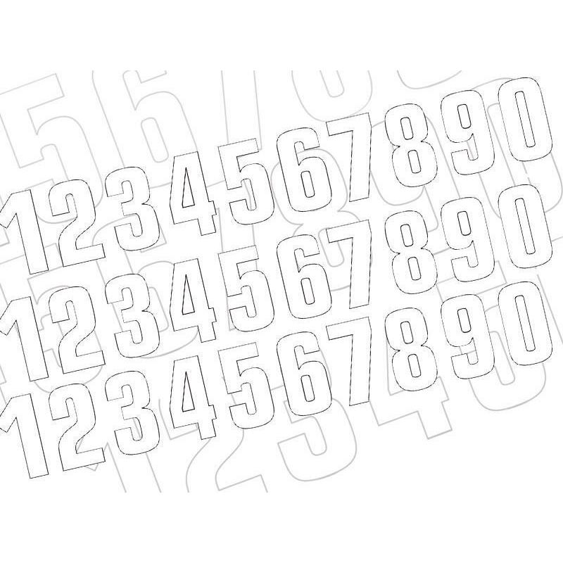 Numéro de course 8 BLACKBIRD 7x5,5cm blanc jeu de 3 Numéro de course 8 BLACKBIRD 7x5,5cm blanc jeu de 3