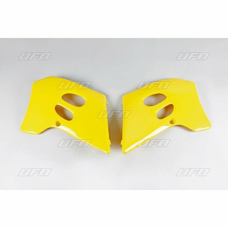 Ouïes de radiateur UFO jaune Suzuki RM125/250 Ouïes de radiateur UFO jaune Suzuki RM125/250