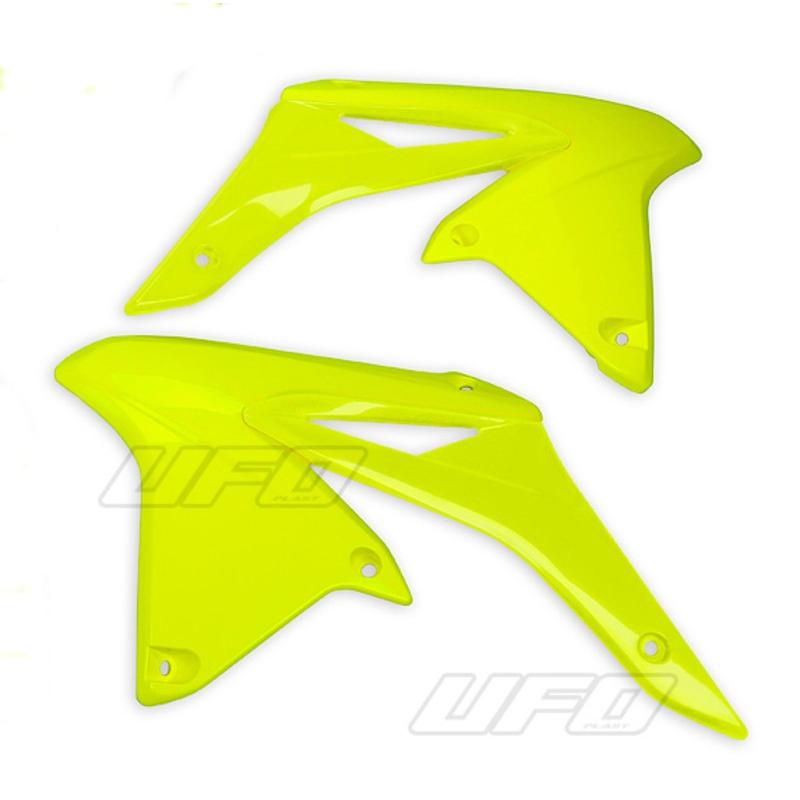 Ouïes de radiateur UFO jaune fluo Suzuki RM-Z250 Ouïes de radiateur UFO jaune fluo Suzuki RM-Z250