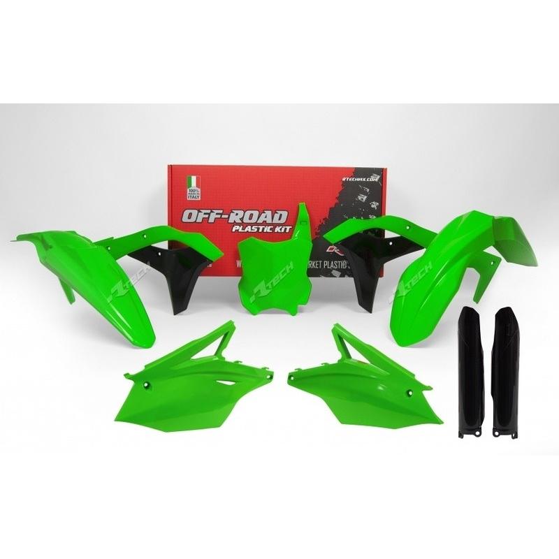 Kit plastique RACETECH vert fluo/noir Kawasaki KX250F Kit plastique RACETECH vert fluo/noir Kawasaki KX250F