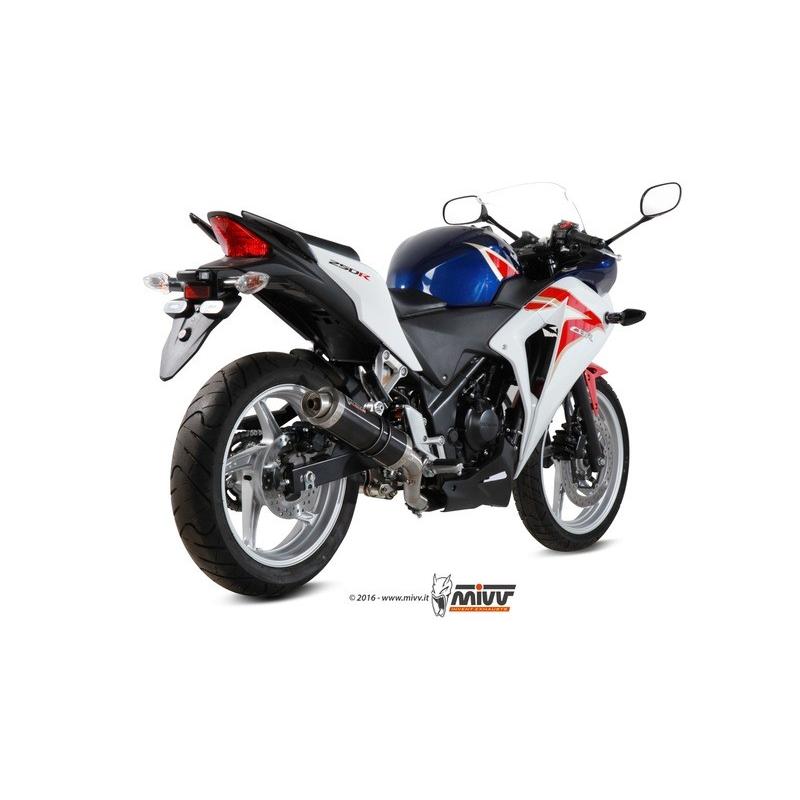 Silencieux MIVV GP inox brossé noir/casquette inox Honda CBR250R Silencieux MIVV GP inox brossé noir/casquette inox Honda CBR250R