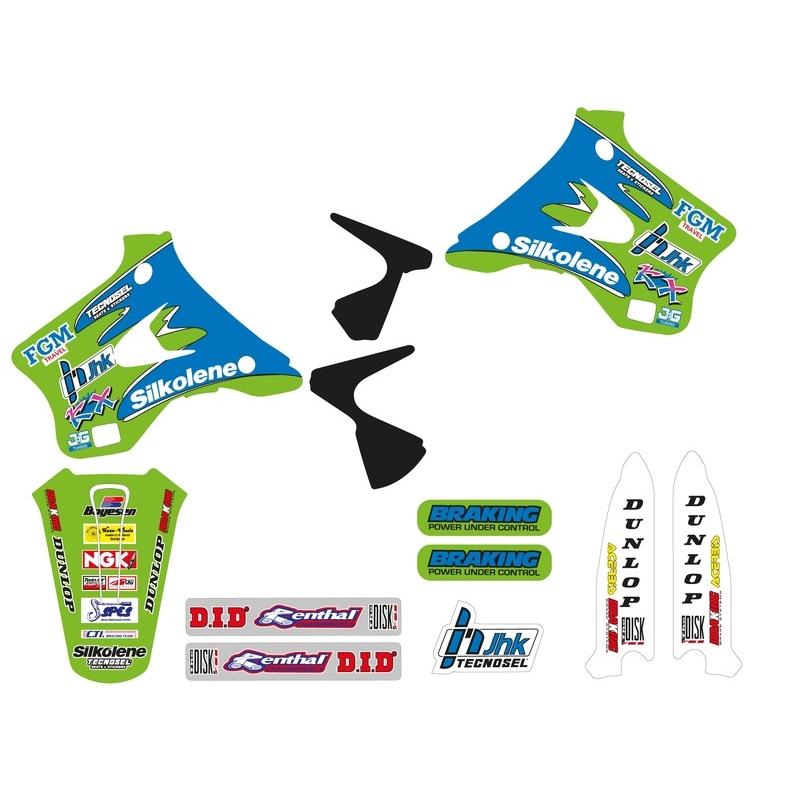 Kit déco complet TECNOSEL Team Kawasaki 1996 Kit déco complet TECNOSEL Team Kawasaki 1996
