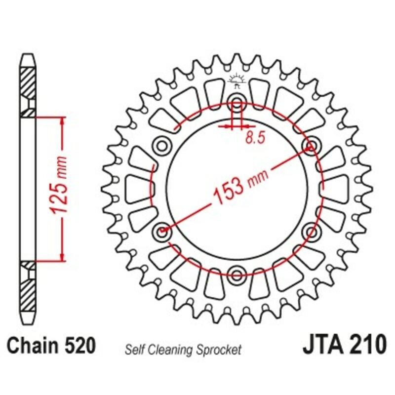 Couronne JT SPROCKETS aluminium ultra-light anti-boue 210 - 520 Couronne JT SPROCKETS aluminium ultra-light anti-boue 210 - 520