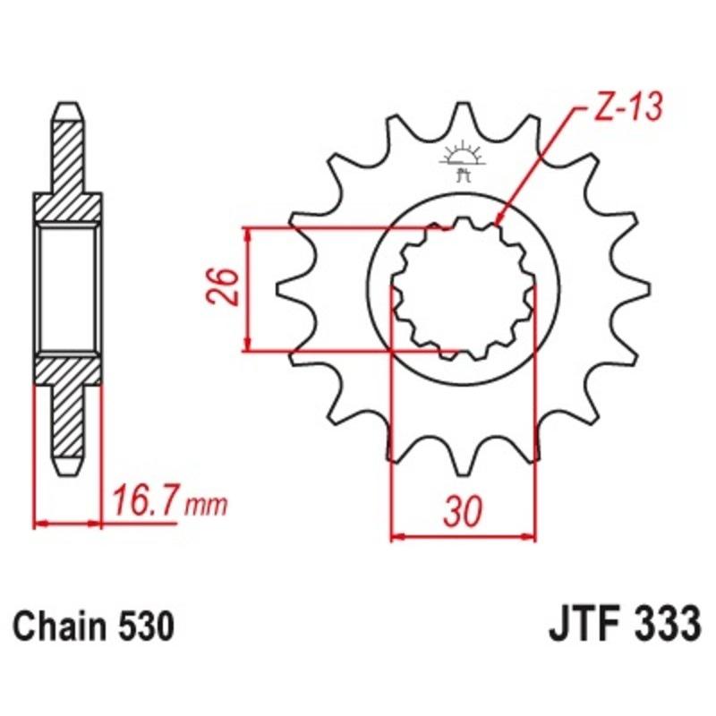 Pignon JT SPROCKETS 14 dents acier standard pas 530 type 333 Pignon JT SPROCKETS 14 dents acier standard pas 530 type 333 – Image 2