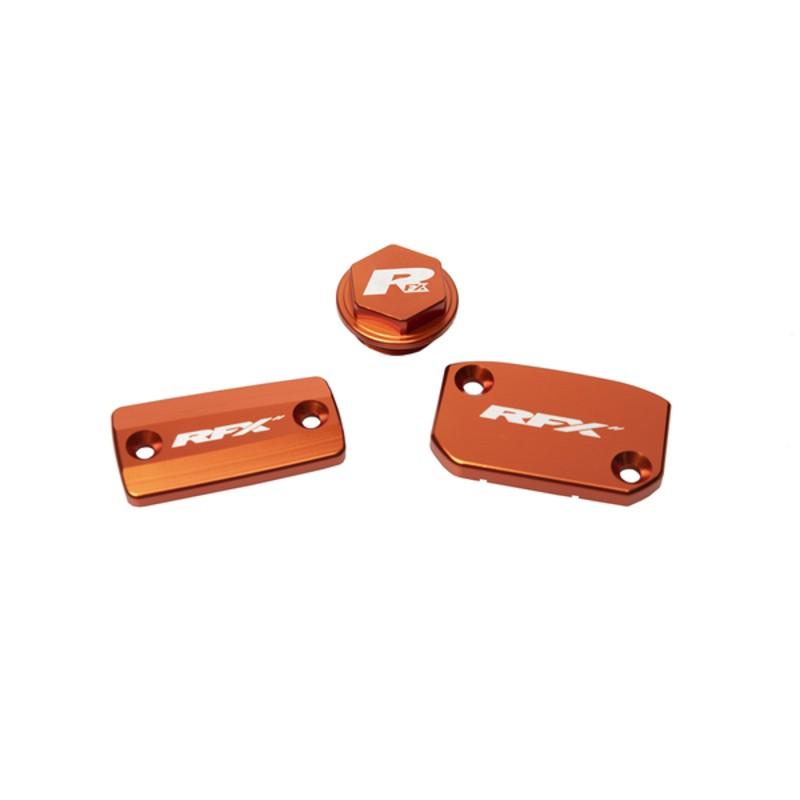 Jeu de bouchons de réservoir RFX Pro (Orange) - KTM SX/SXF (Frein Brembo et embrayage Magura) Jeu de bouchons de réservoir RFX Pro (Orange) - KTM SX/SXF (Frein Brembo et embrayage Magura)