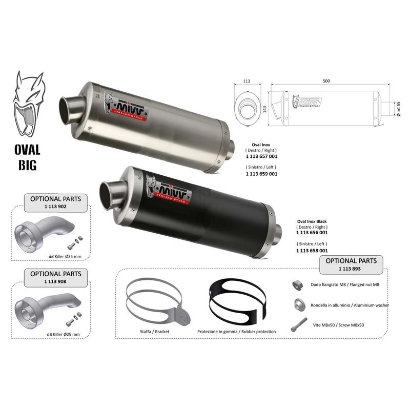 Silencieux universel MIVV Oval Big - côté gauche Silencieux universel MIVV Oval Big - côté gauche