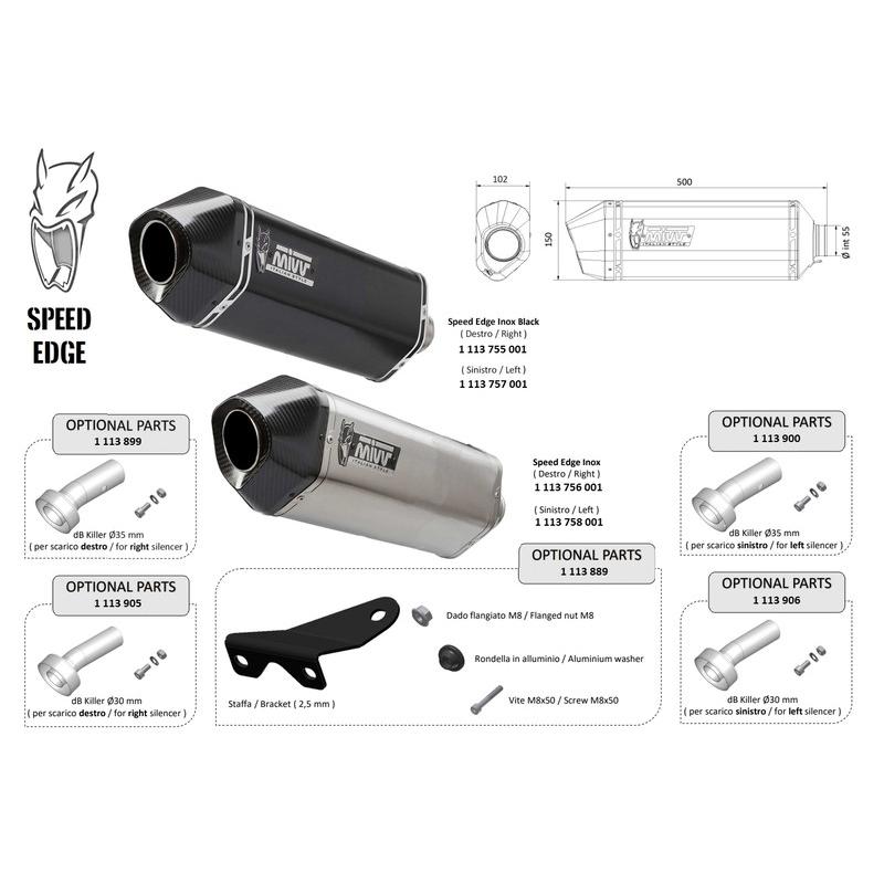 Silencieux universel MIVV Speed Edge - côté droit Silencieux universel MIVV Speed Edge - côté droit