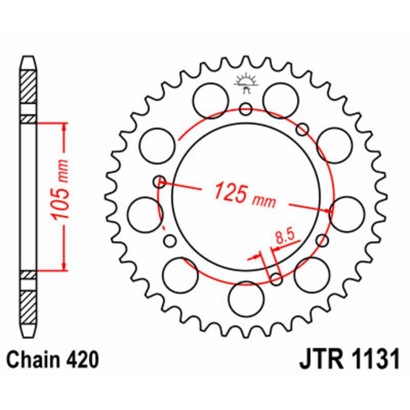 Couronne JT SPROCKETS acier standard 1131 - 420 Couronne JT SPROCKETS acier standard 1131 - 420