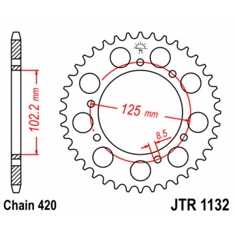 Couronne JT SPROCKETS acier standard 1132 - 420 Couronne JT SPROCKETS acier standard 1132 - 420