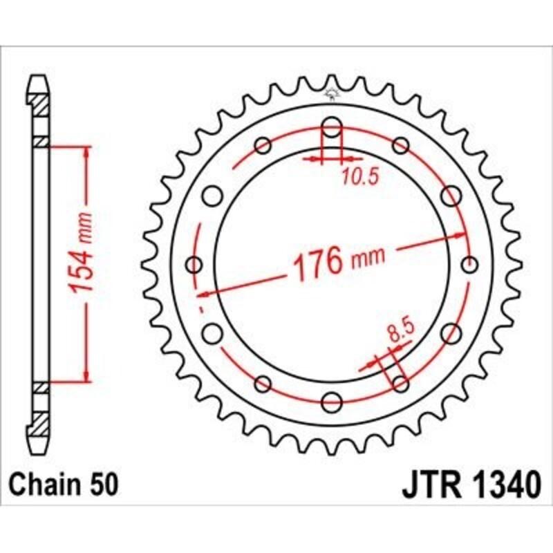 Couronne JT SPROCKETS zinc standard 1340 - 530 Couronne JT SPROCKETS zinc standard 1340 - 530